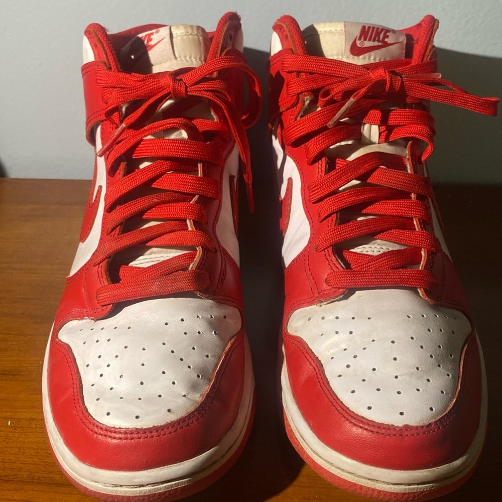 restored!! Nike dunk high championship white and red